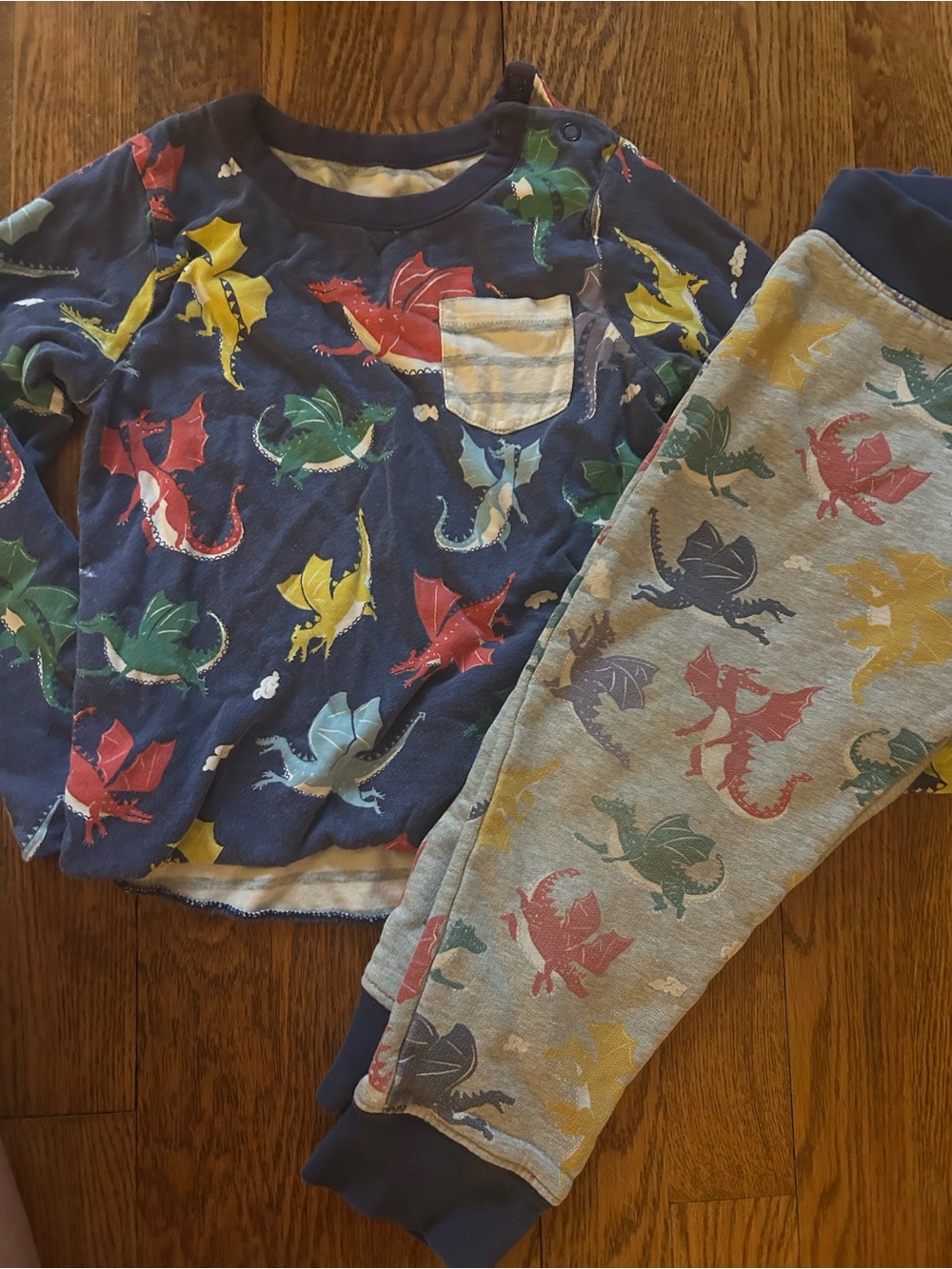 Kids Dragon Print Set - Navy and Gray- Mini Boden